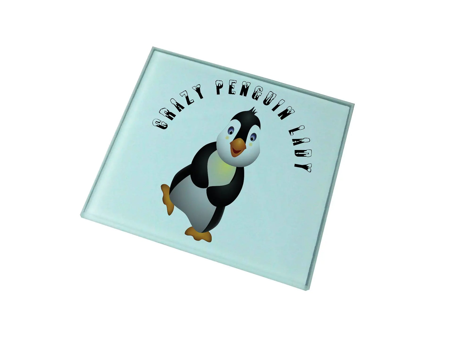 Crazy Penguin Lady Glass Coaster (Set of 4)