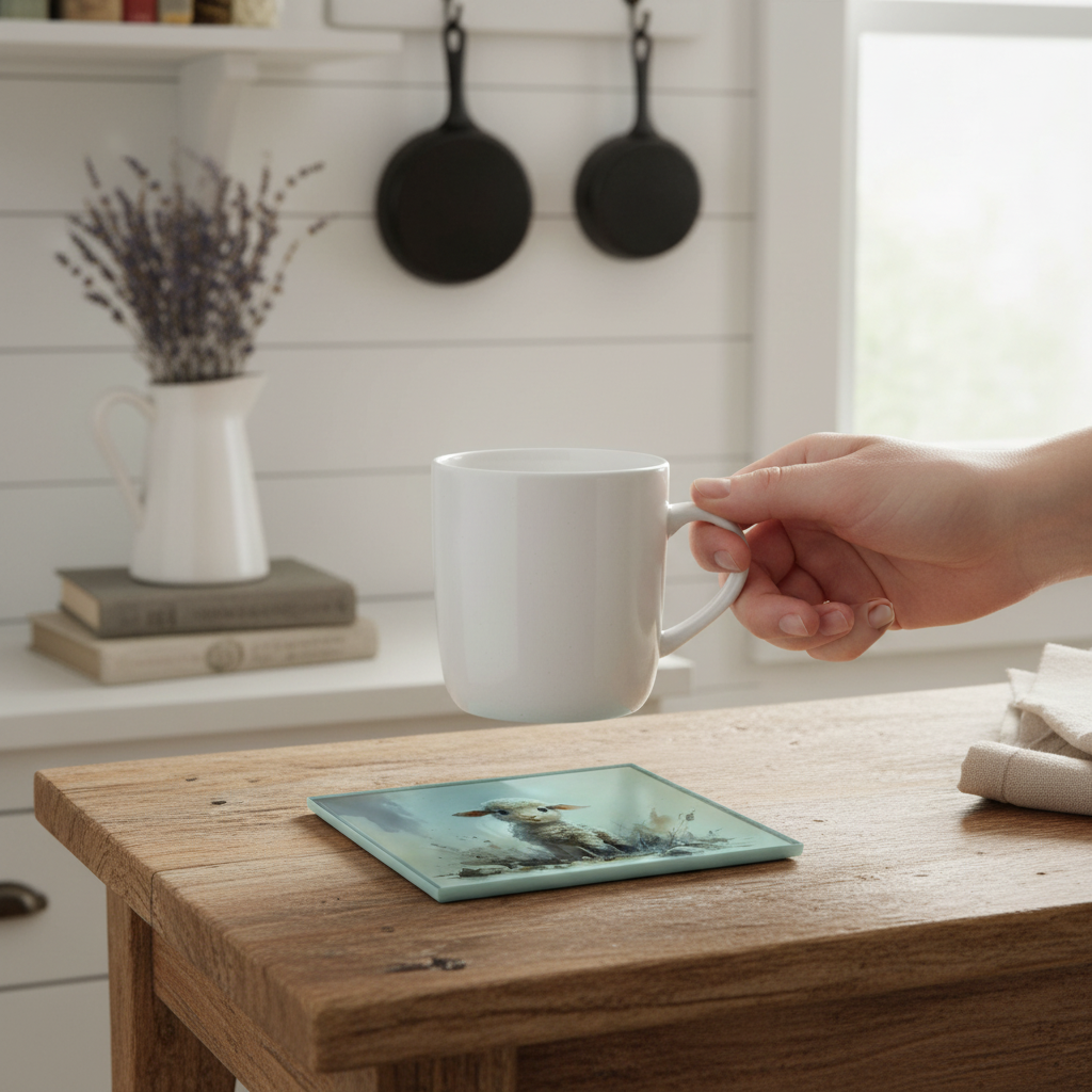 Lamb Glass Coaster (Set of 4)