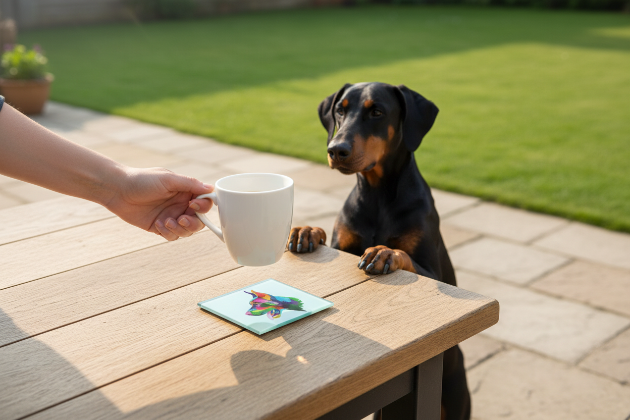 Doberman Glass Coaster (Set of 4)