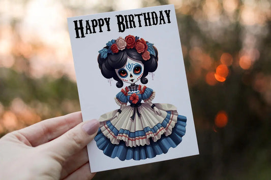 Personalised day Of The Dead Birthday Card: Mexican Celebration Card