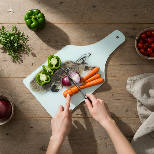 Donkey Bottle Shaped Glass Chopping Board - Cheese Platter, Donkey Worktop Saver