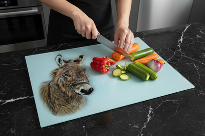 Donkey Large Glass Chopping Board, Donkey Worktop Saver