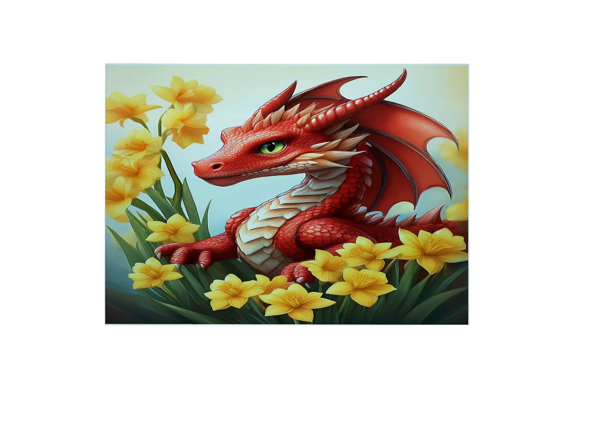 Dragon and Daffodils Glass Chopping Boards - Dragon Worktop Saver