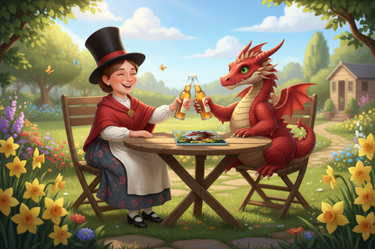 Dragon and Daffodils Glass Coaster (Set of 4)