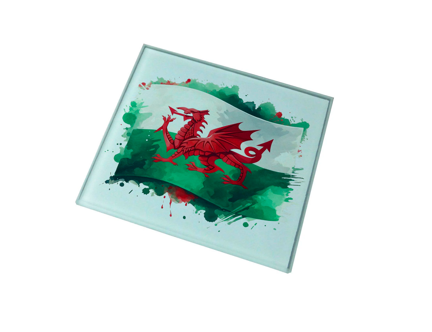 Welsh Dragon Flag Glass Coaster (Set of 4)