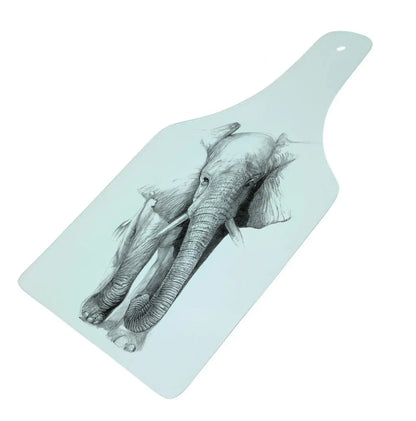 Elephant Bottle Shaped Glass Chopping Board - Cheese Platter, Elephant Worktop Saver