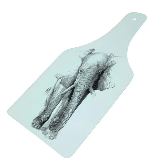 Elephant Bottle Shaped Glass Chopping Board - Cheese Platter, Elephant Worktop Saver