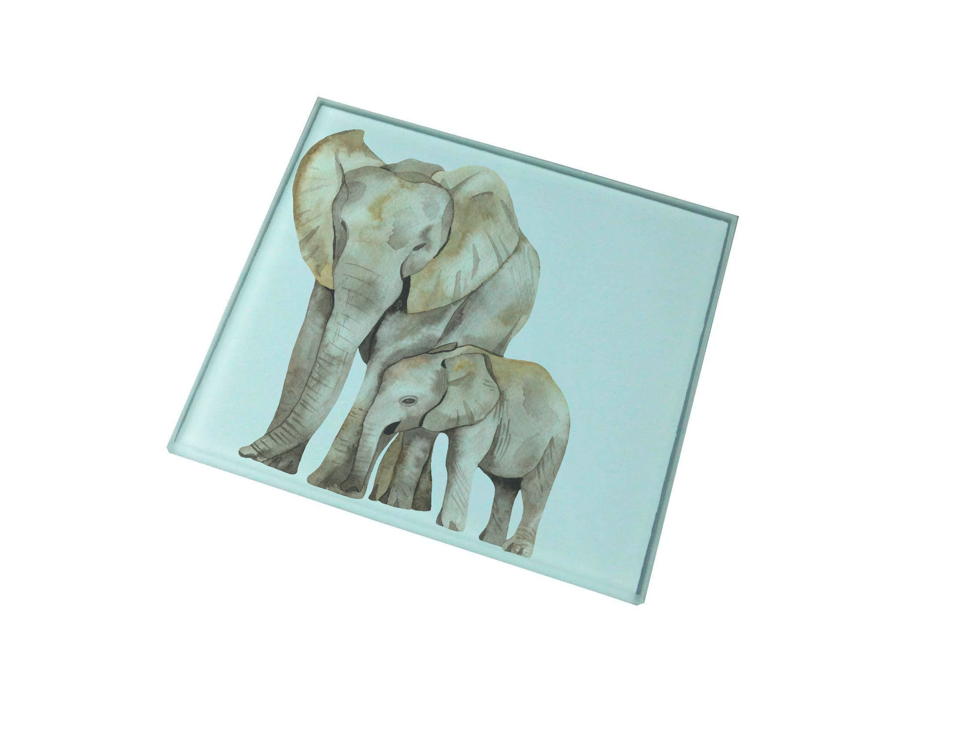Elephant and Calf Glass Coaster (Set of 4)