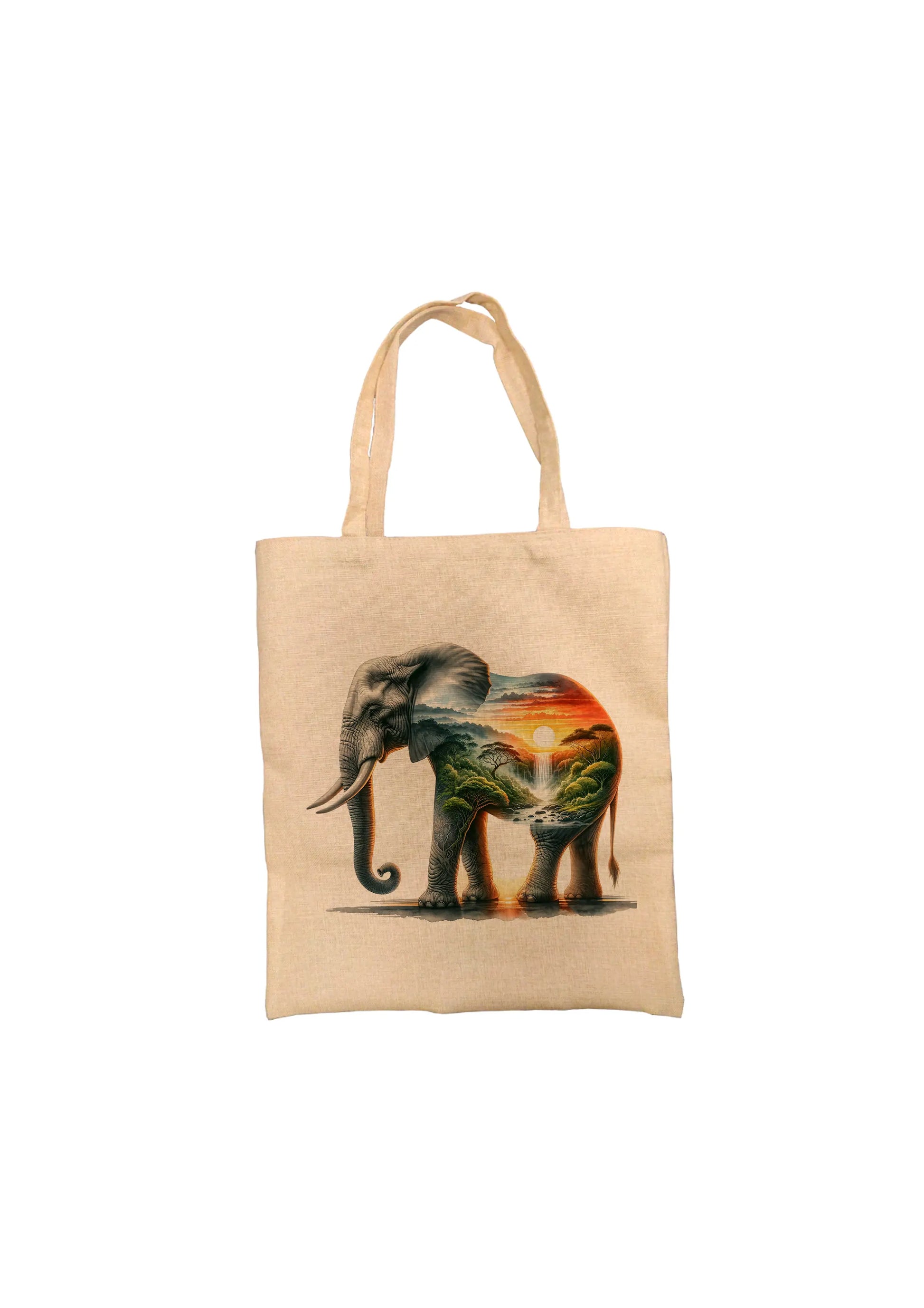 Elephant and Sunrise Landscape Tote Bag
