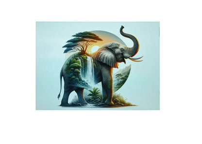Elephant and Waterfall Landscape Glass Chopping Board, Elephant and Waterfall Landscape Worktop Saver