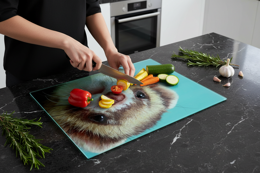 Ferret Glass Chopping Board, Ferret Worktop Saver
