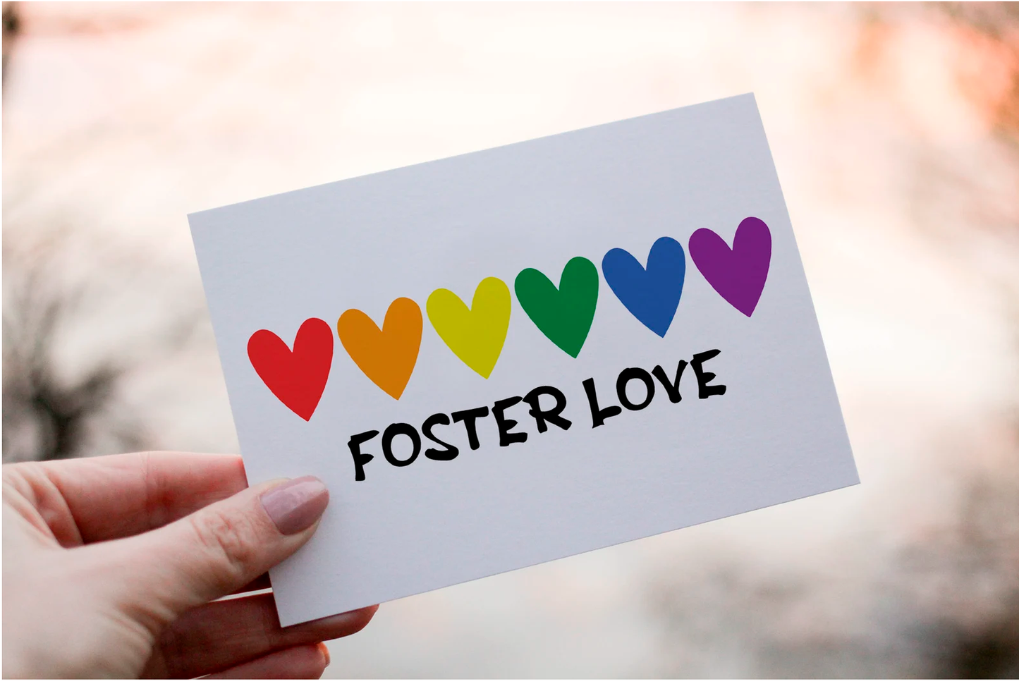 Rainbow Hearts Foster Love Card - Personalized Foster Carer Gift