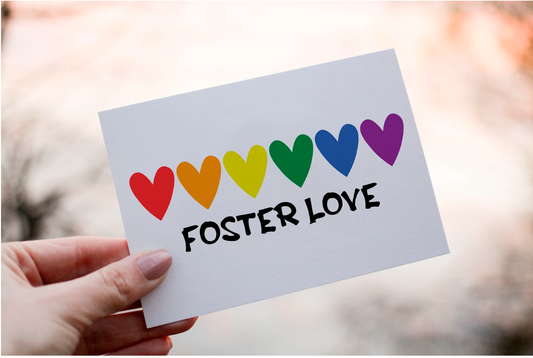 Rainbow Hearts Foster Love Card - Personalized Foster Carer Gift