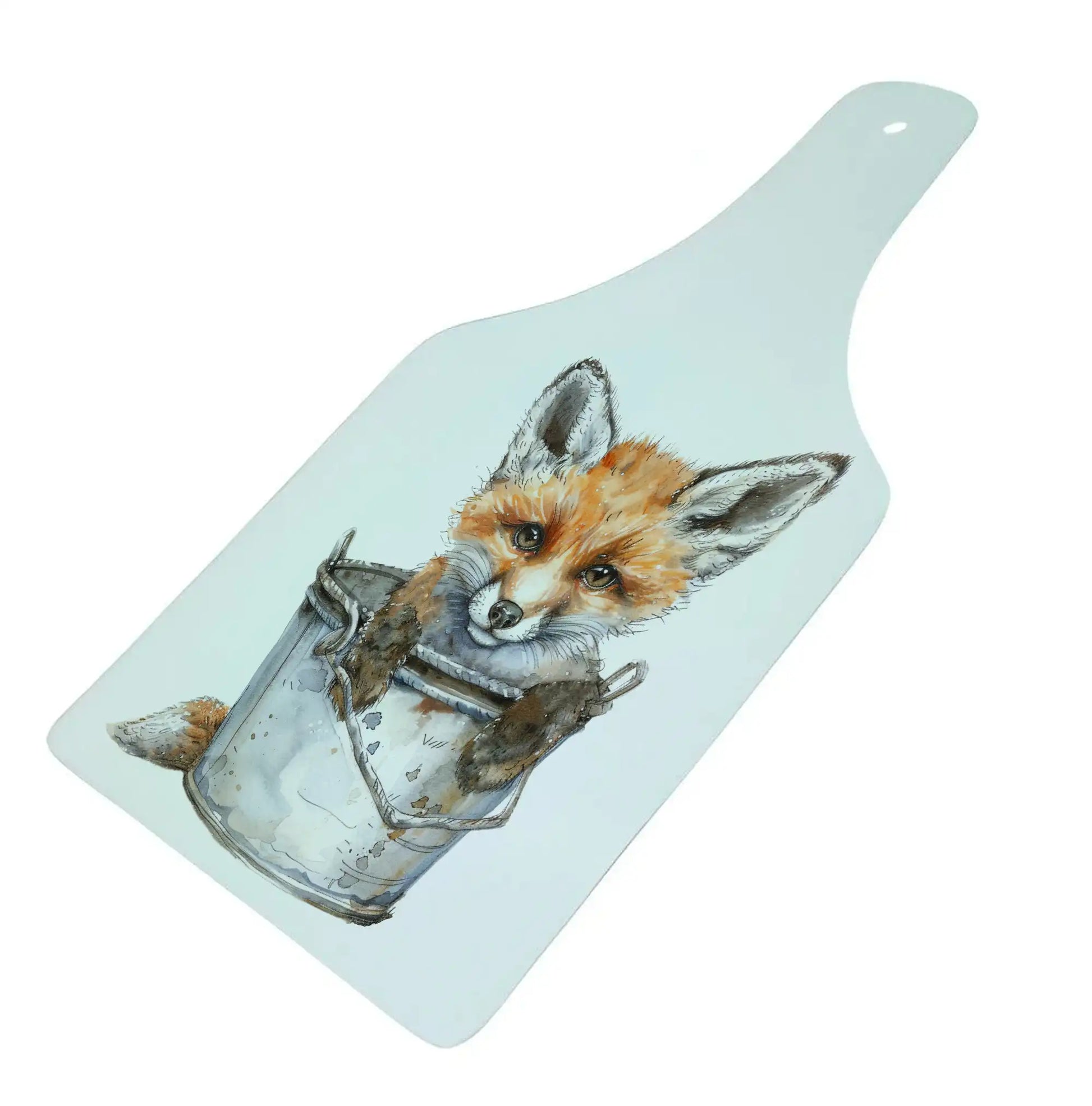 Fox Cub Bottle Shaped Glass Chopping Board - Cheese Platter, Fox Cub Worktop Saver