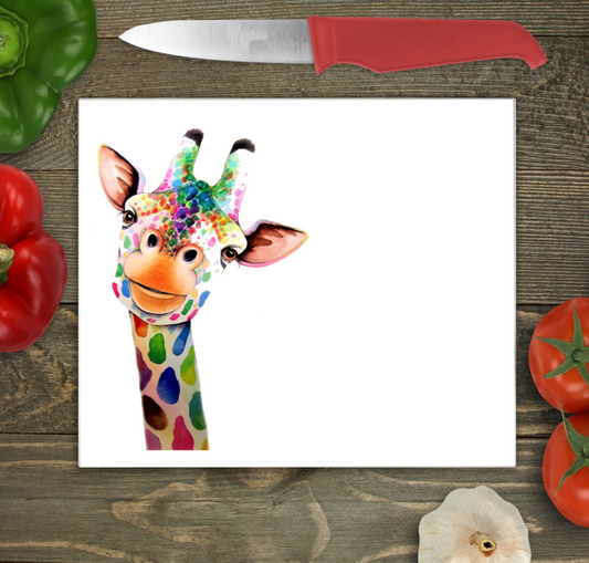 Giraffe Large Glass Chopping Board, Giraffe Worktop Saver