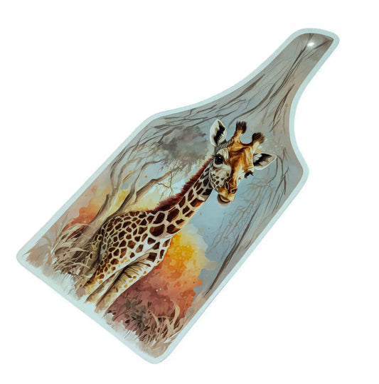 Giraffe Bottle Shaped Glass Chopping Board - Cheese Platter, Giraffe Worktop Saver