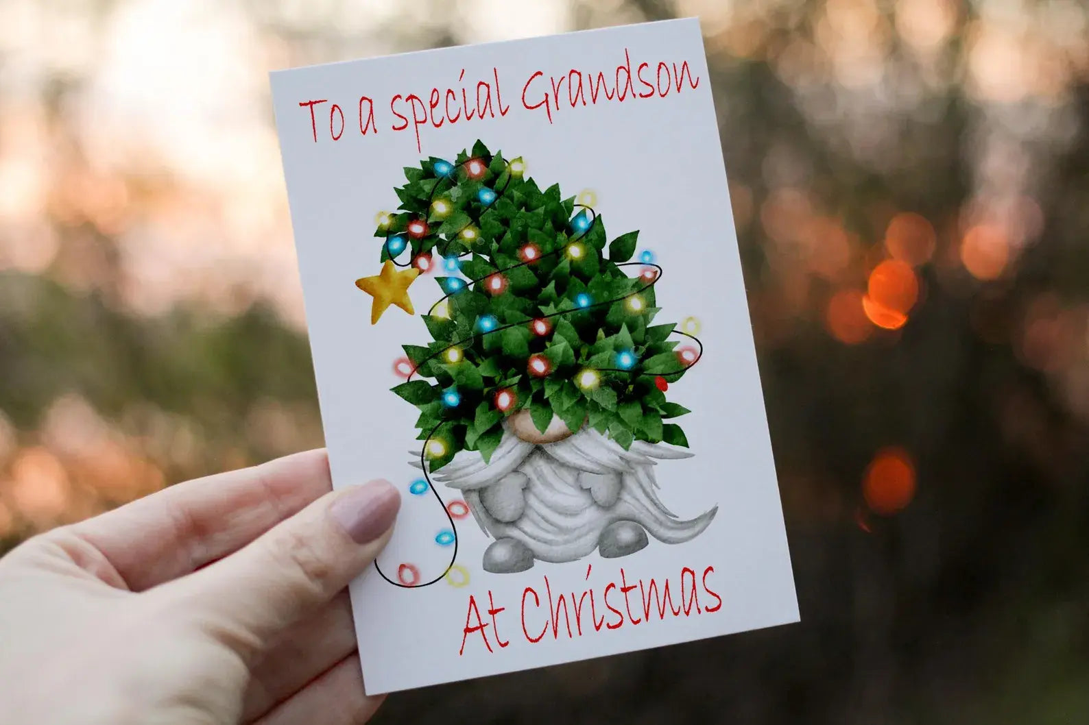 Gnome Christmas Card, Festive Personalised Card For Family Member