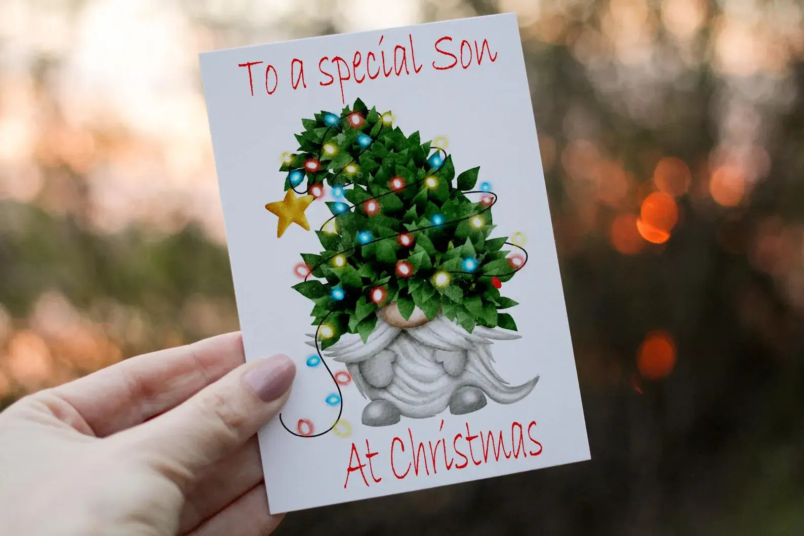 Gnome Christmas Card, Festive Personalised Card For Family Member