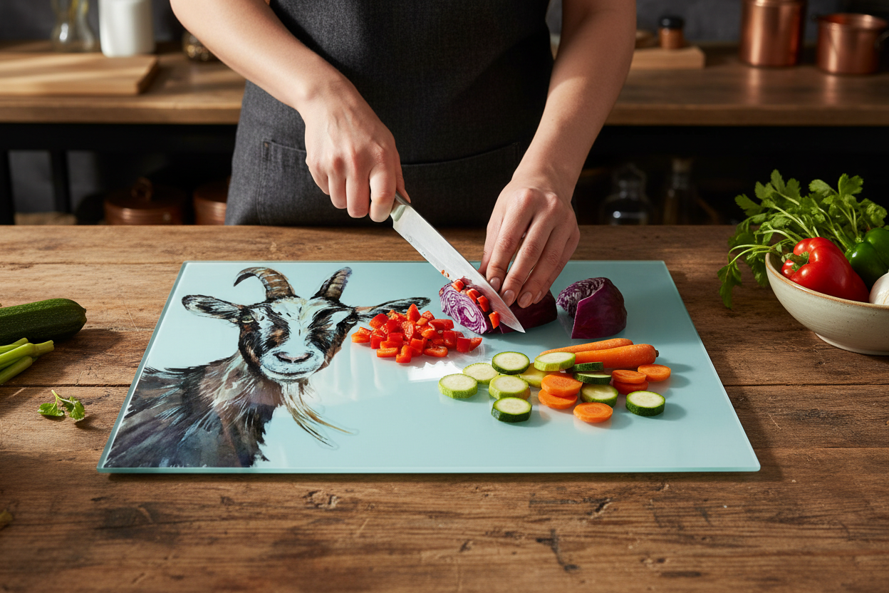 Goat Glass Chopping Board, Goat Worktop Saver