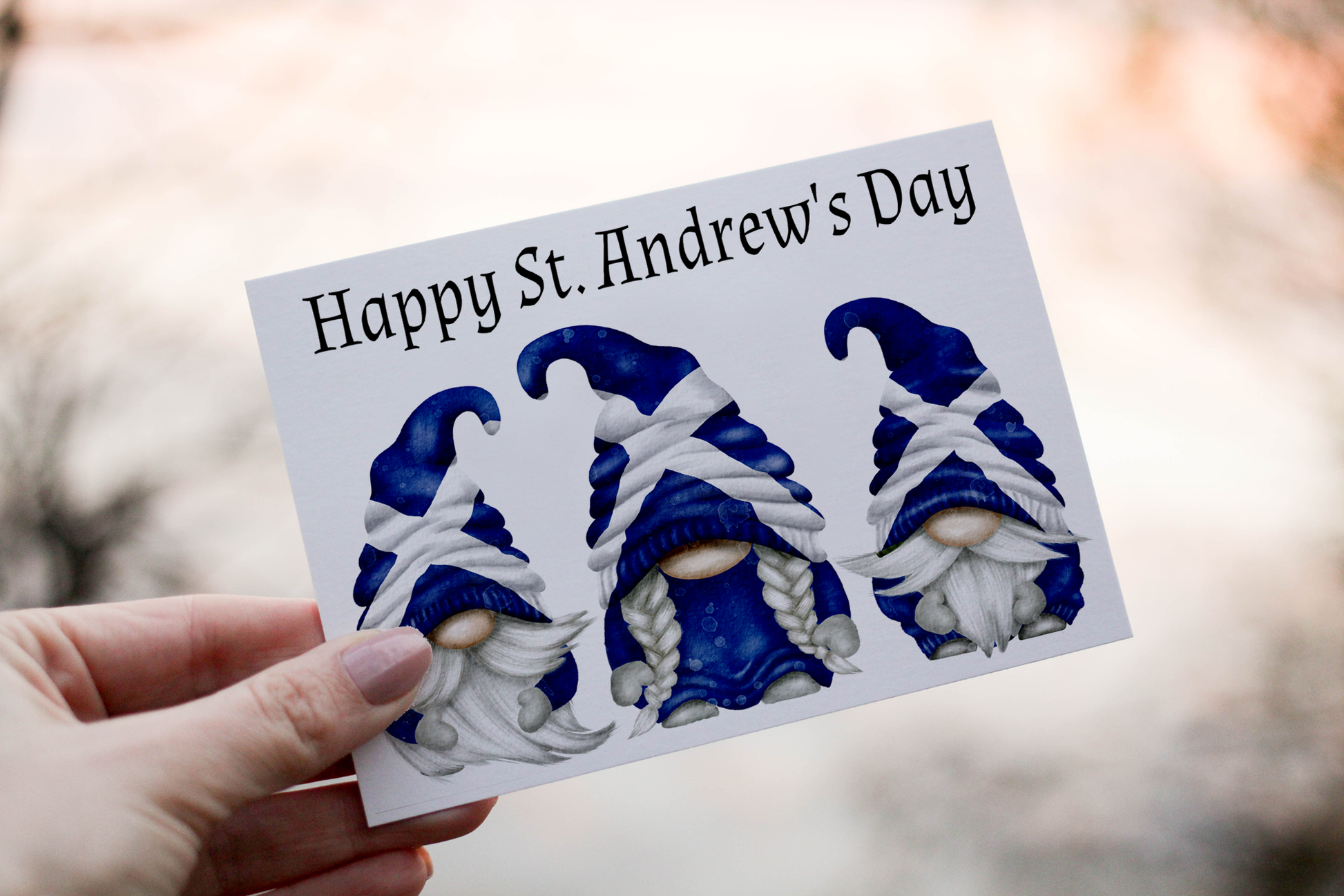 St Andrew's Day Gnome Card: Personalised Scottish Celebration