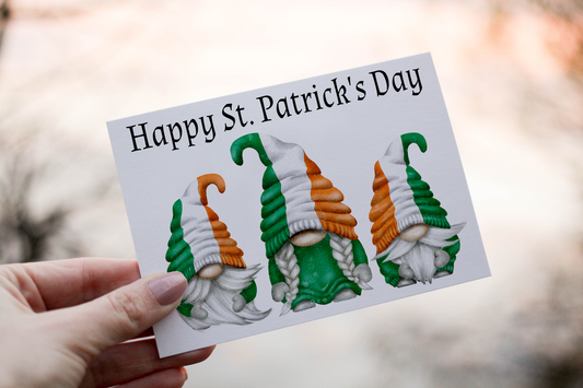 St Patrick's Day Gnome Card: Personalised Irish Flag Card