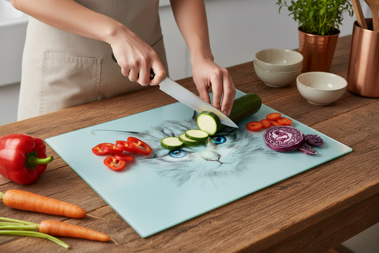 Cat Glass Chopping Board, Cat Glass Chopping Board