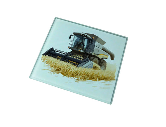 Combine Harvester (Grey) Glass Coaster (Set of 4)