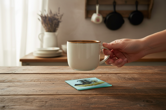 Combine Harvester (Grey) Glass Coaster (Set of 4)