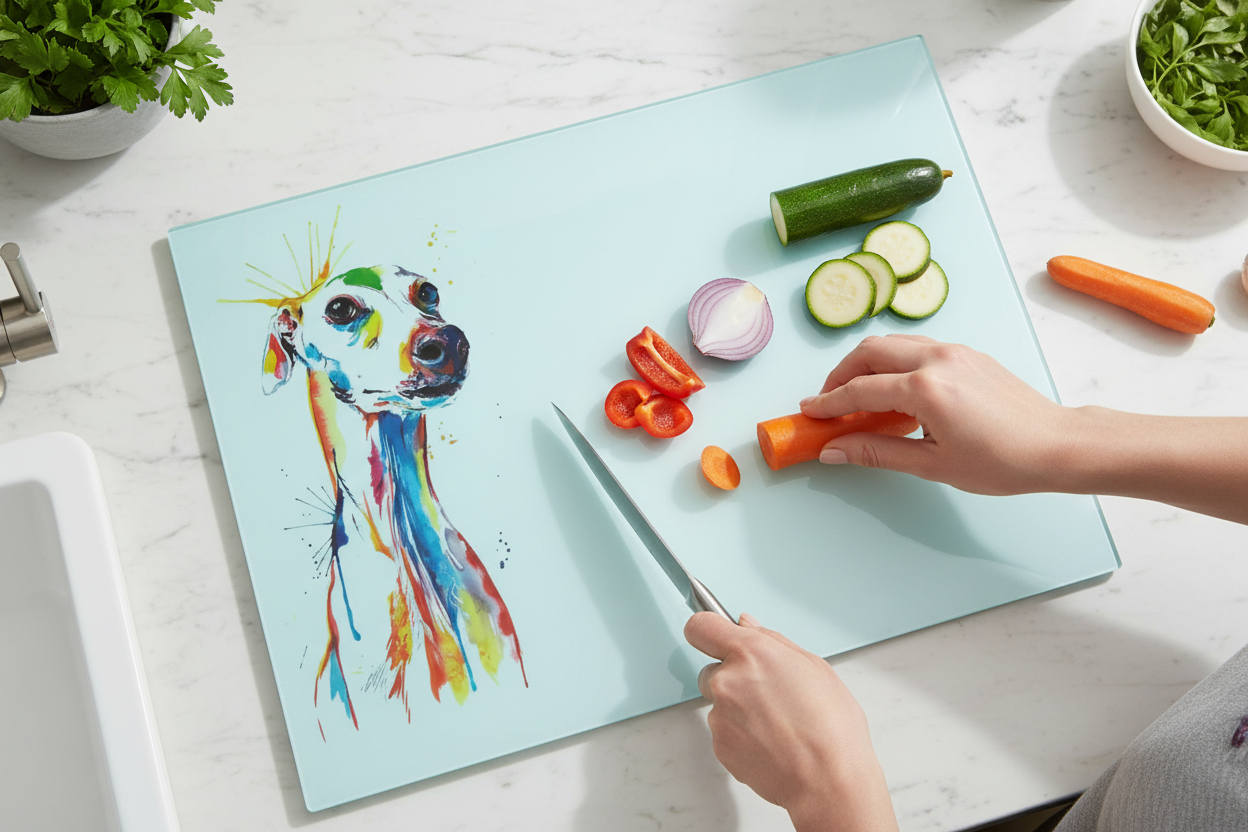 Greyhound Glass Chopping Board, Greyhound Worktop Saver