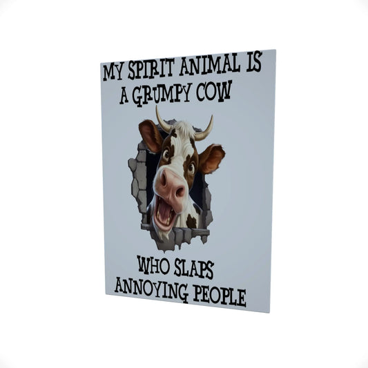 My Spirit Animal is a Grumpy Cow..... Glossy Aluminium Print