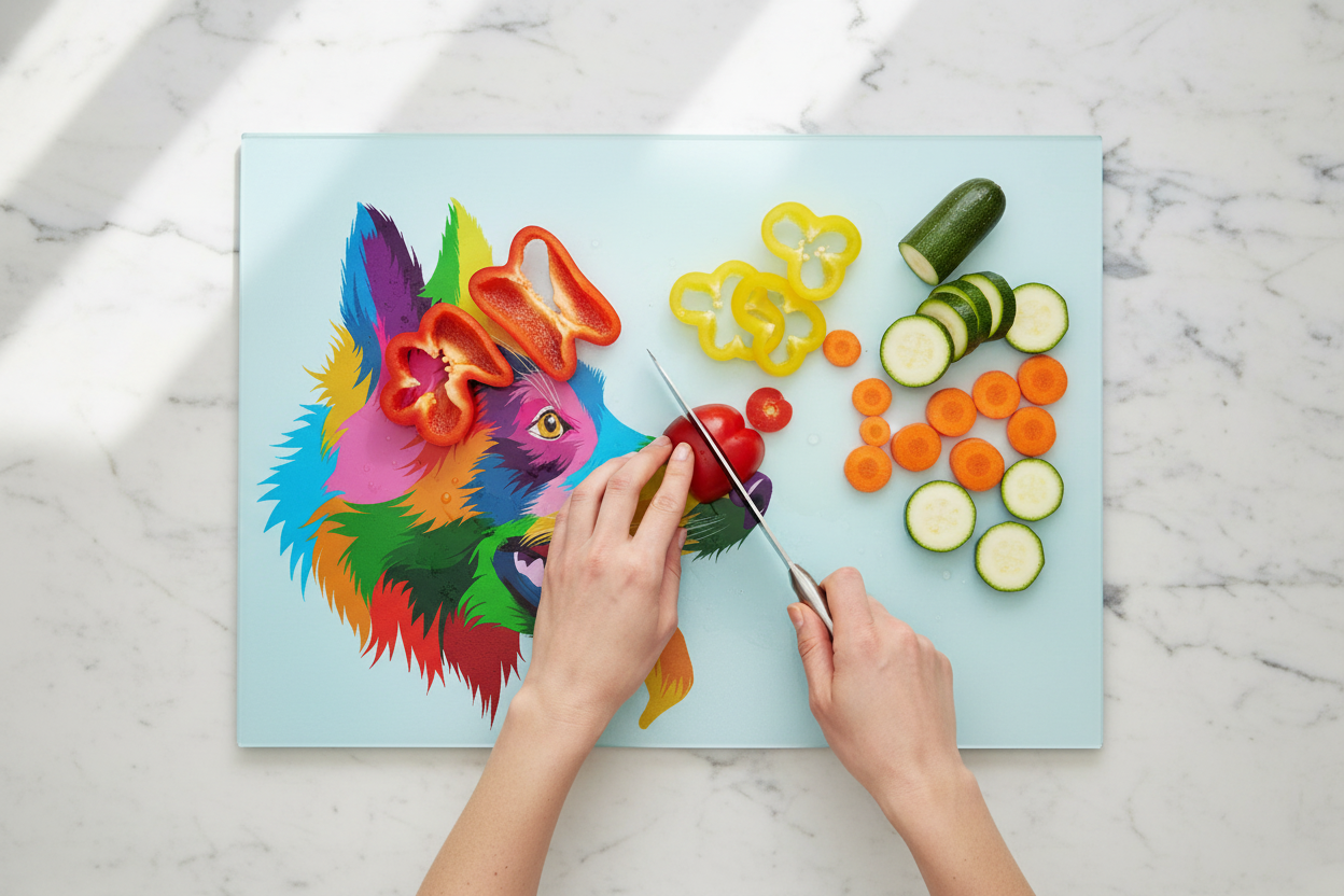 German Shepherd Glass Chopping Board, German Shepherd Worktop Saver