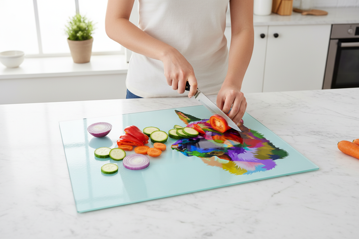 German Shepherd Glass Chopping Board, German Shepherd Worktop Saver