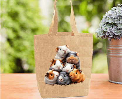 Guinea Pig Burlap Tote Bag