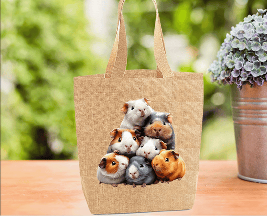 Guinea Pig Burlap Tote Bag