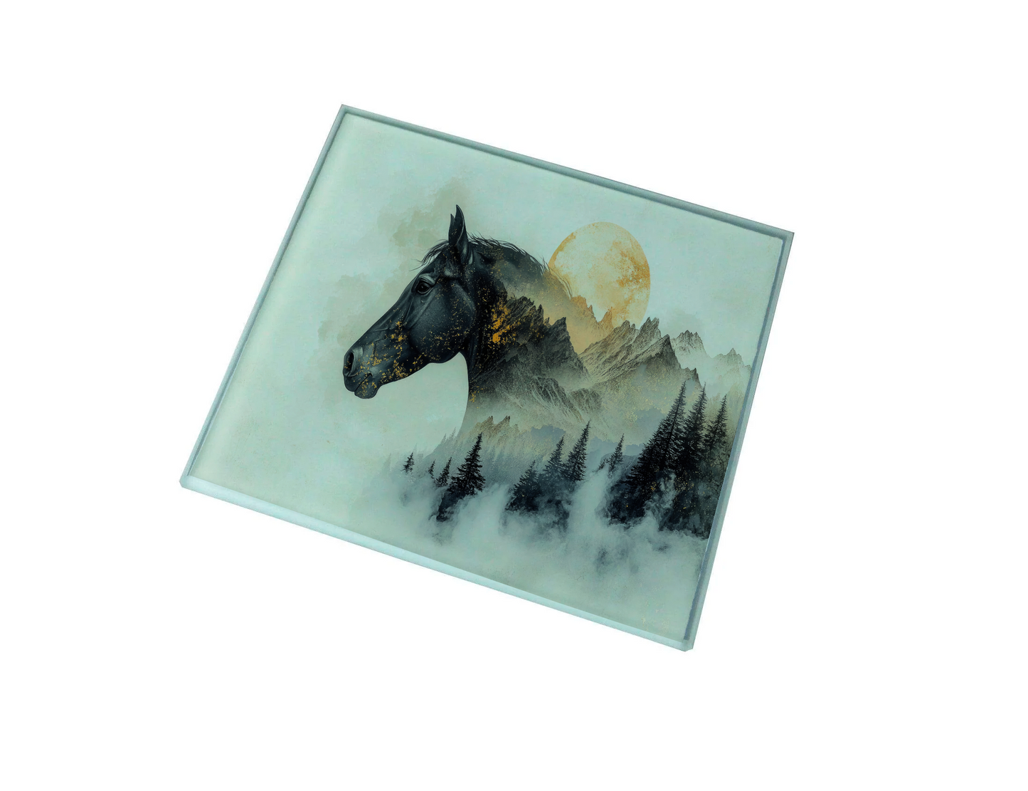 Horse and Mountains Glass Coaster (Set of 4)