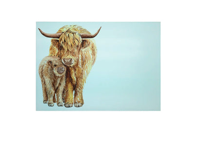 Highland Cow and Calf Glass Chopping Board - Highland Cow Worktop Protector