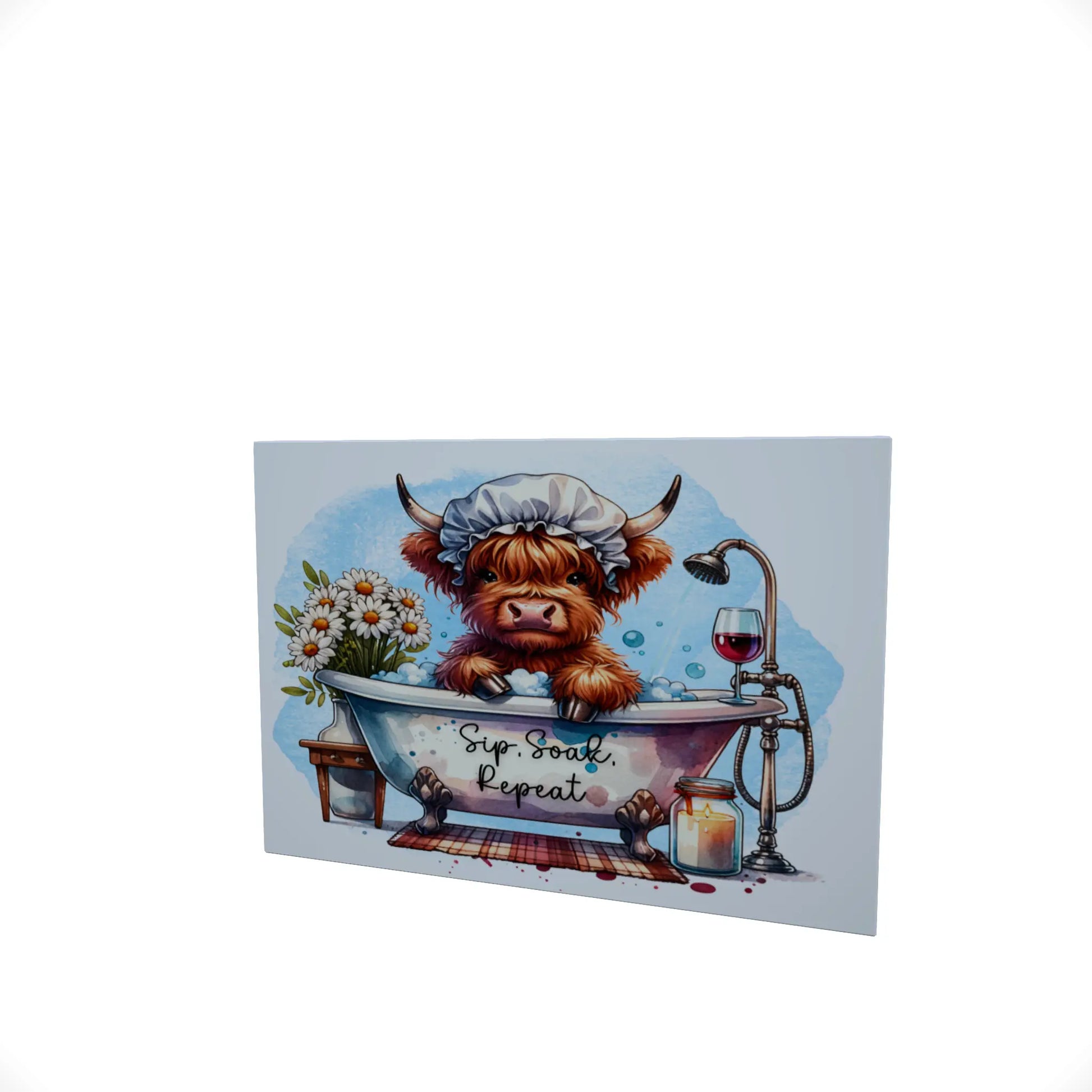 Highland Cow in the Bath..... Glossy Aluminium Print