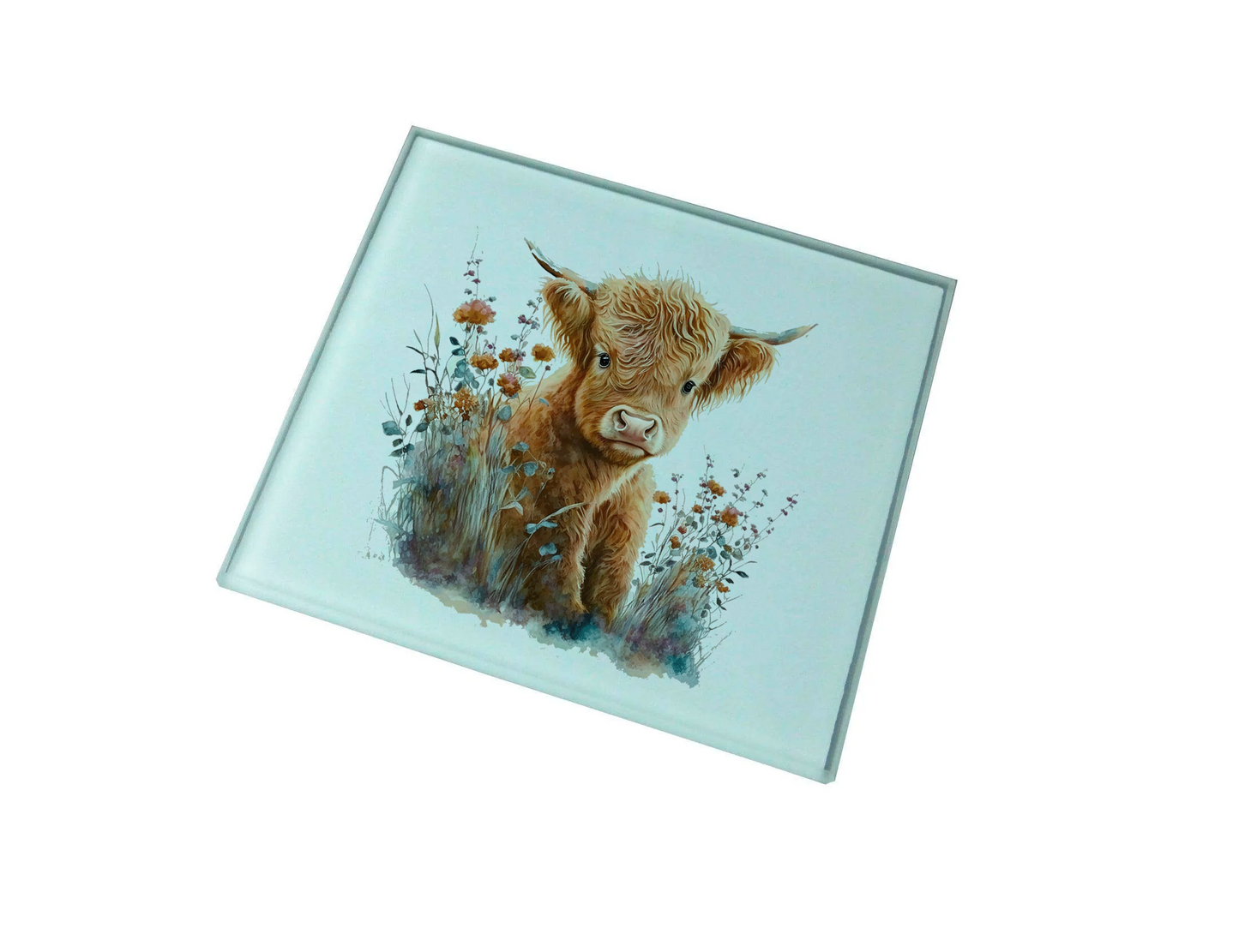 Highland Cow Glass Coaster (Set of 4)