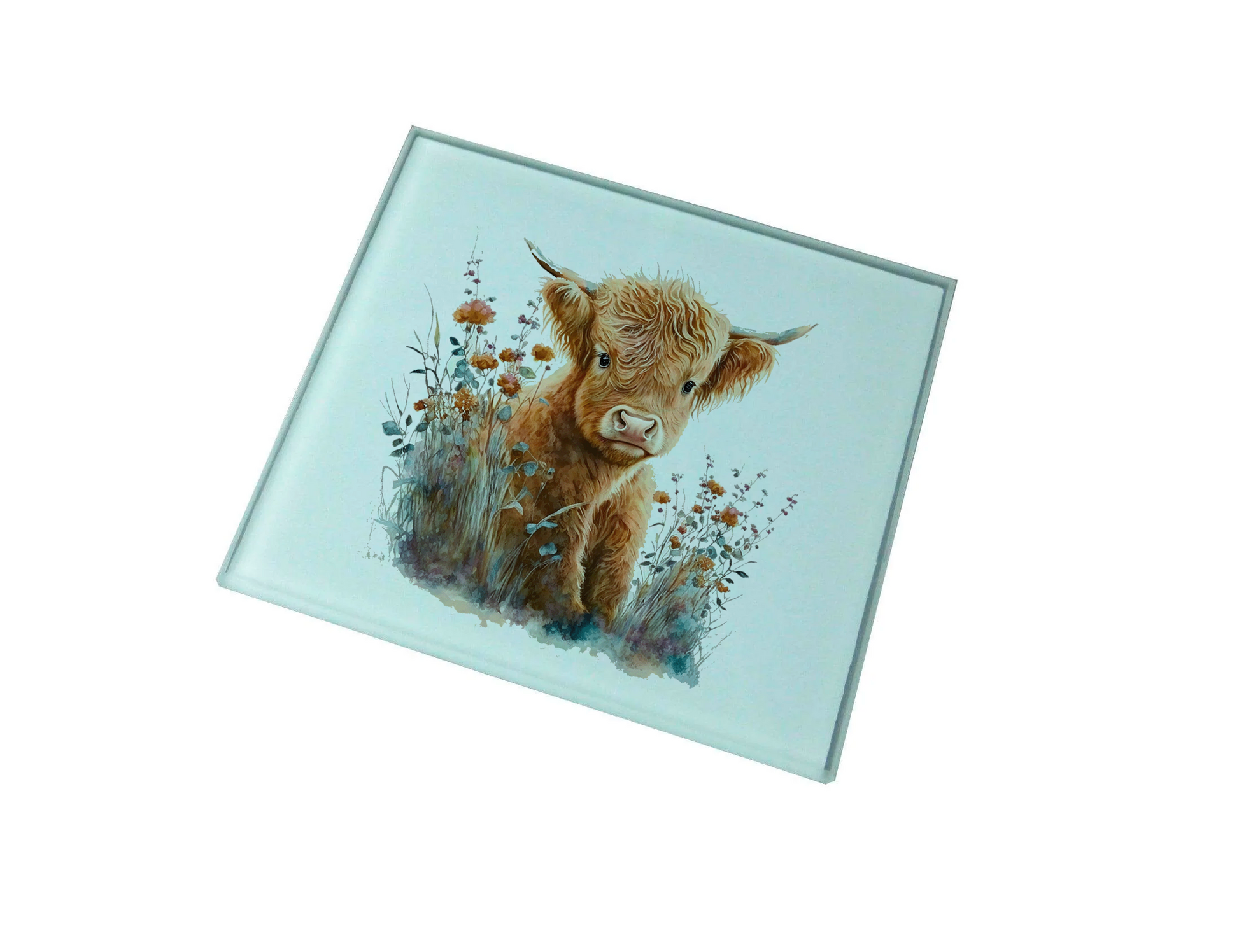 Highland Cow Glass Coaster (Set of 4)