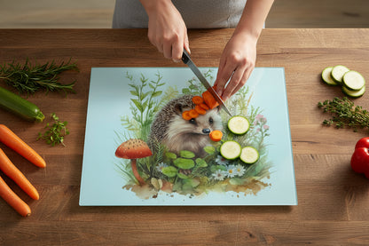 Hedgehog Glass Chopping Board - Hedgehog Worktop Saver