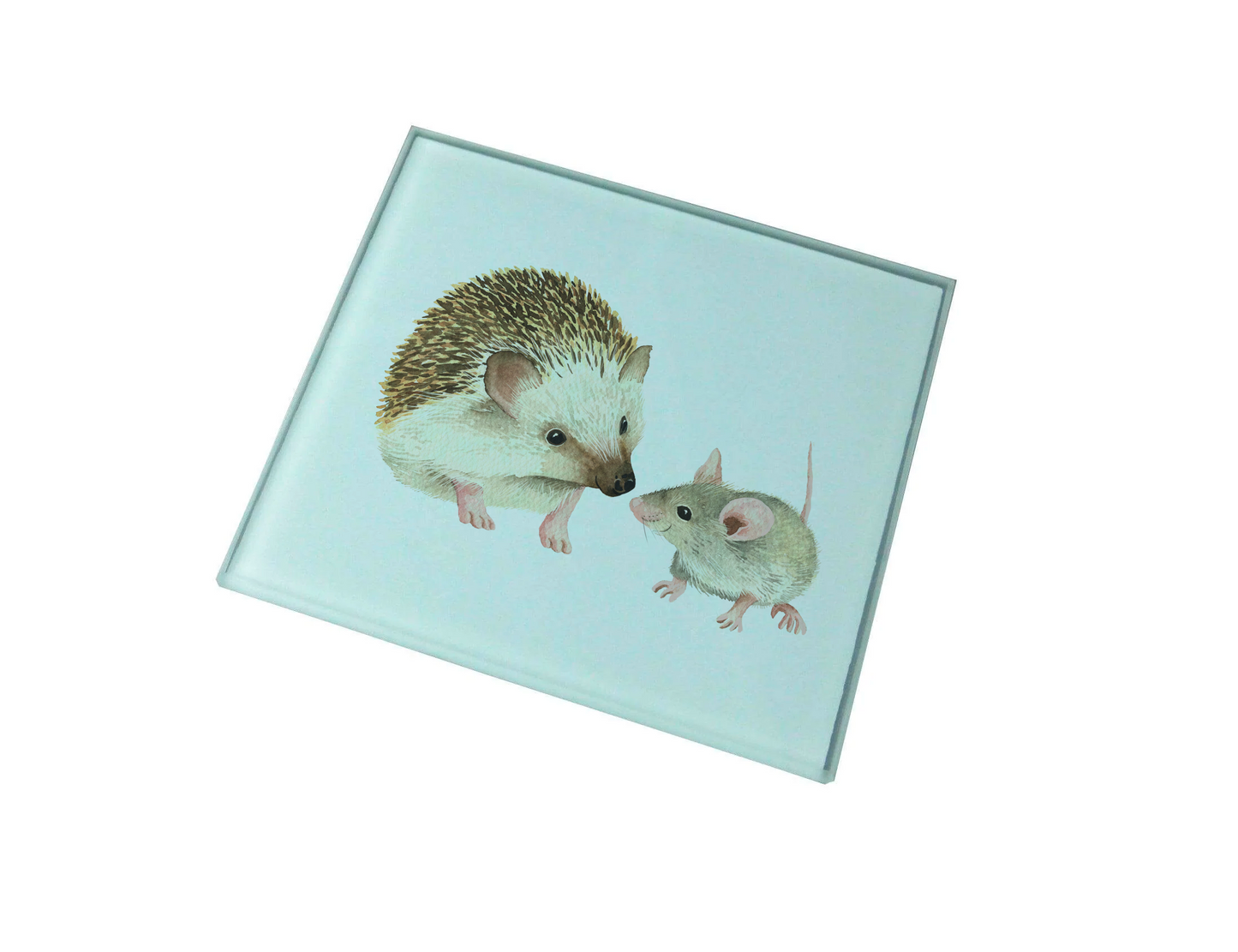 Hedgehog and Mouse Glass Coaster (Set of 4)
