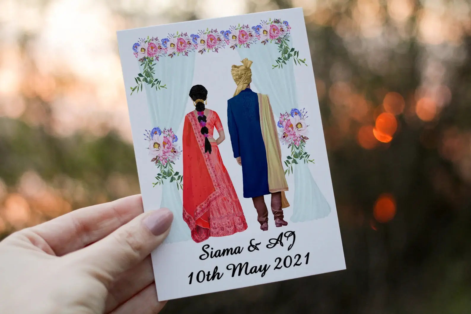 Custom Muslim Wedding Card: Personalised Hindu Card