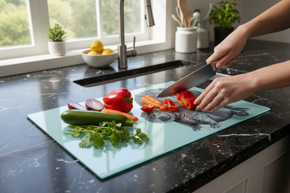 Hippo Glass Chopping Board, Hippo Worktop Saver