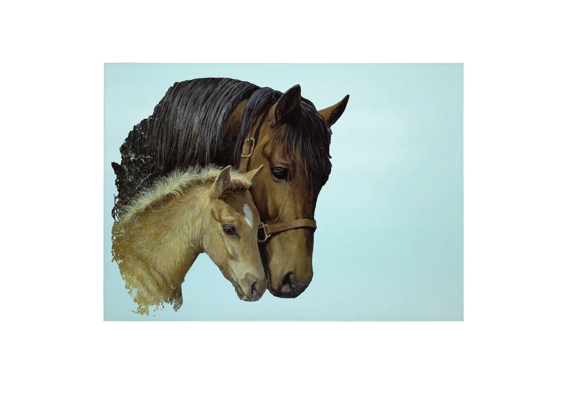 Horse and Foal Glass Chopping Board, Horse and Foal Worktop Saver