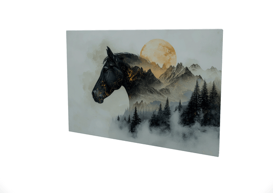 Horse and Mountains.... Glossy Aluminium Print