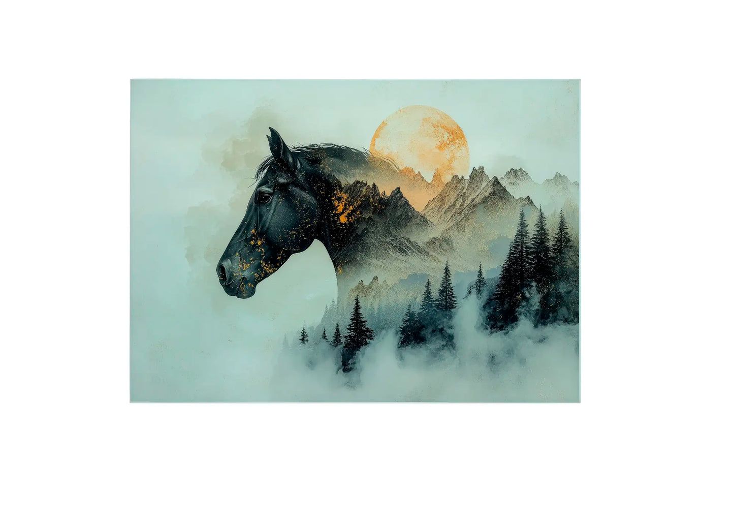 Horse and Mountain Glass Chopping Board, Horse Worktop Saver