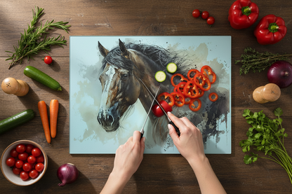Horse Glass Chopping Board, Horse Worktop Saver