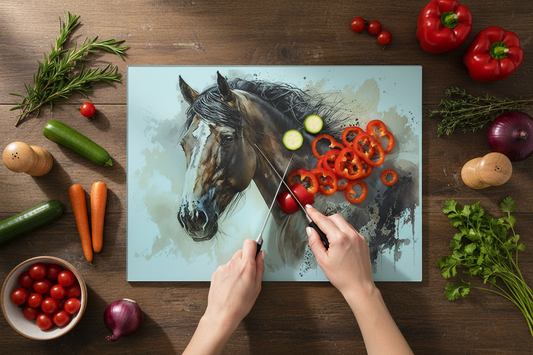 Horse Glass Chopping Board, Horse Worktop Saver