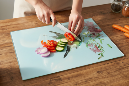 Hummingbird Glass Chopping Board, Hummingbird Worktop Protector