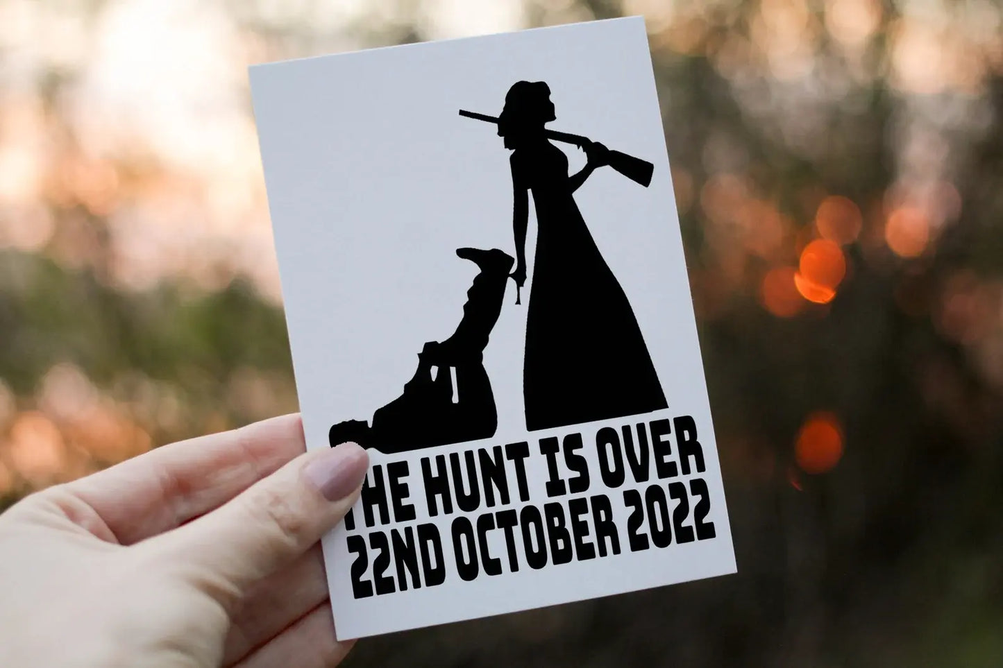 Funny Wedding Day Card, Bride and Groom, The Hunt Is Over